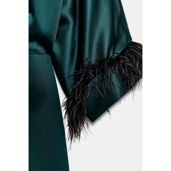 ZARA SHORT SATIN FEATHER DRESS - Picture 10 of 10